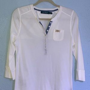 Lauren Ralph Lauren Women’s Henley Style Shirt Top SZ LG